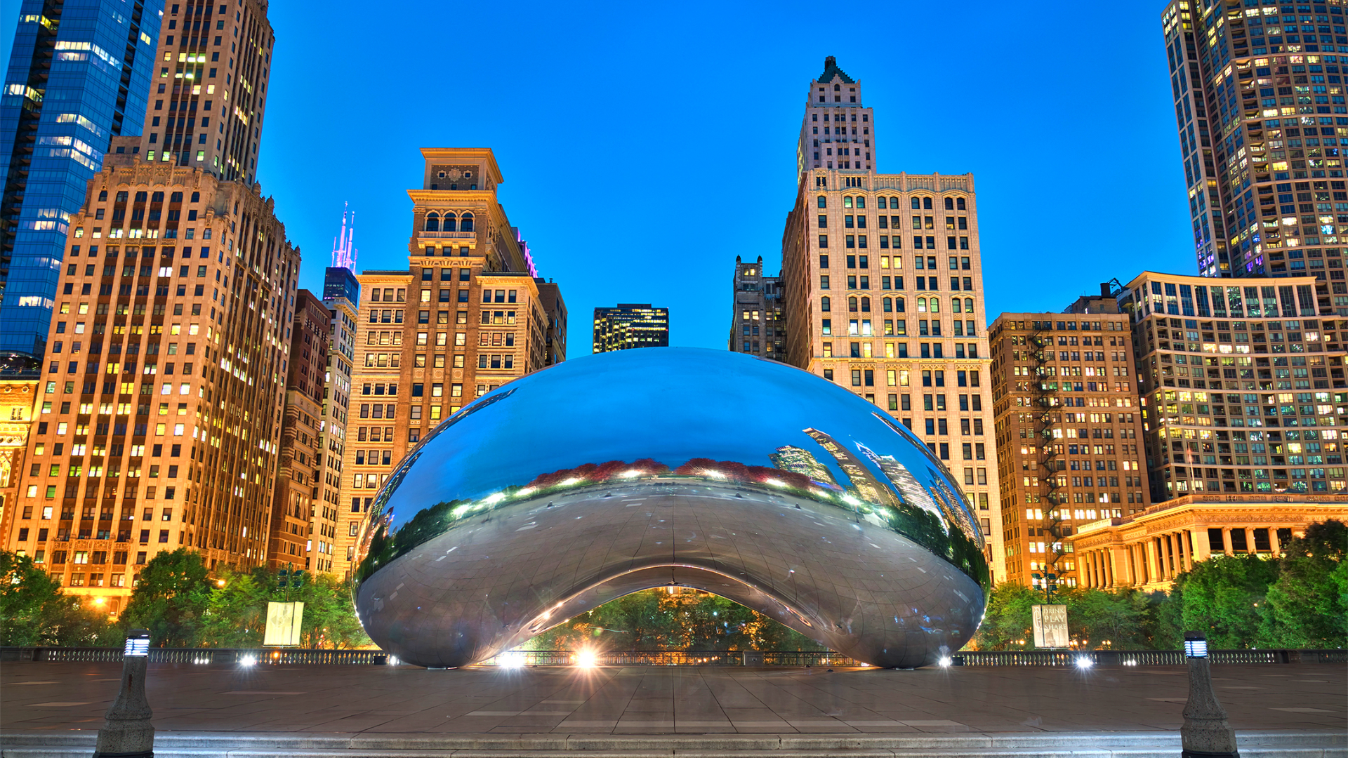 Cloud Gate, the Bean, in Millennium Park in the Chicago Loop