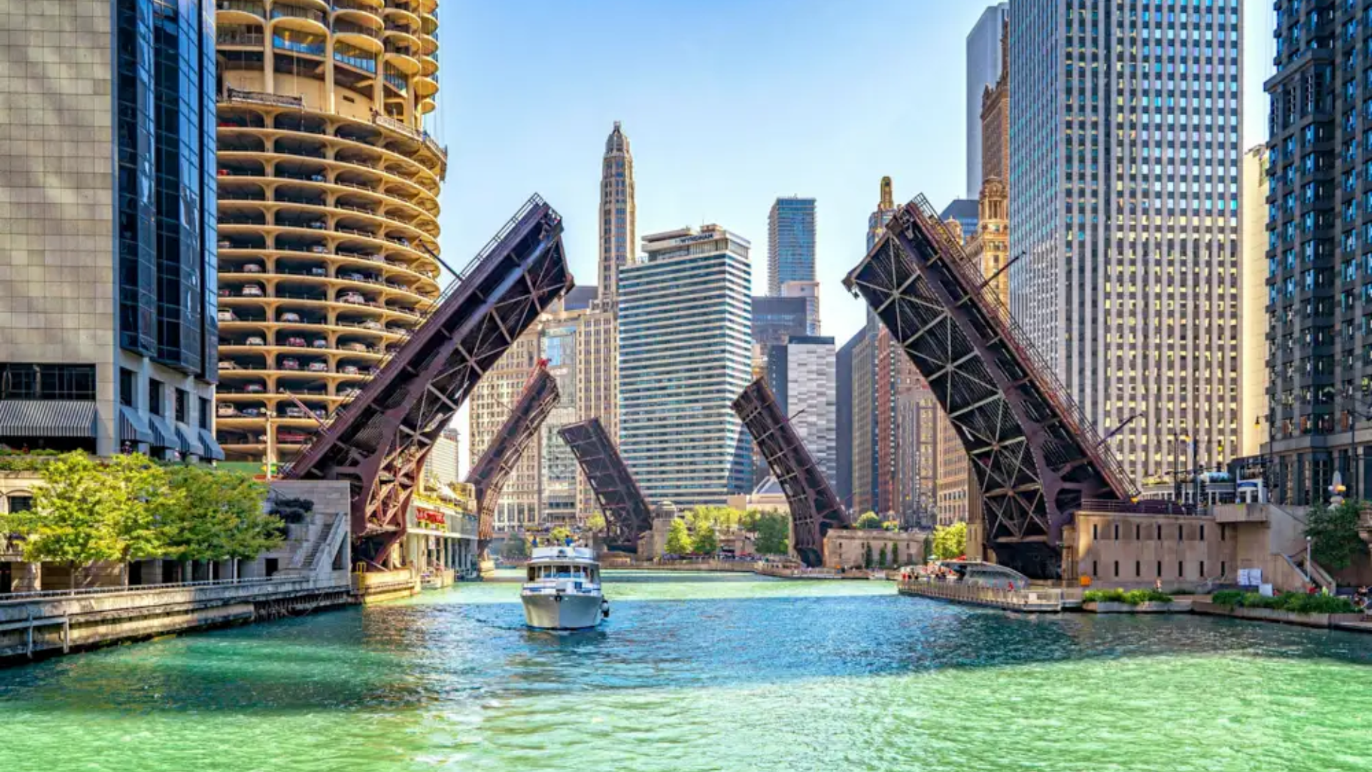 The Chicago Riverwalk downtown in the Loop