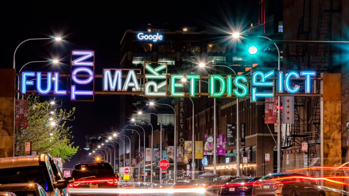 The Fulton Market district gateway sign