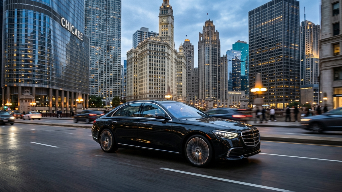 Mercedes-Benz S-Class 580 limo Chicago O'Hare transfers